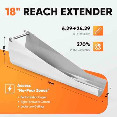 Premium Chute Extension,Compatible with Mud brand Cement Mixers,18Inch Features 15/25/35 Degree Adjustable Angles, Anti-Rust Coated, Ideal for Various Concrete Pouring and Construction Applications