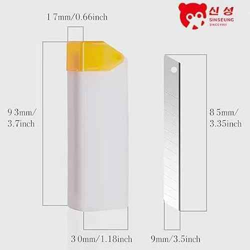 20PCS 9MM Heavy-Duty Carbon Steel Utility Knife Replacement Blades, Snap Off Blades with Blade Breaker and Recycling Box, 9mm Cutting Blades, 60 Degree