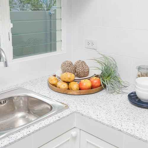 Decoroom Thickened Granite Contact Paper for Countertops, 11.8" x 197" Glossy Waterproof Peel and Stick, Self-Adhesive Marble Wallpaper for Kitchen, Bathroom, Cabinets and Countertop Refinishing