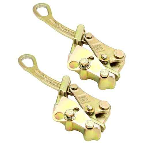 QWORK 6613lb Cable Grip Steel Wire Gripper, 2 Pack 3T Rope Jaw Puller, Clamp Puller