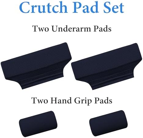 SPRING SEAON Crutches Padding Ice Silk Waffle Pattern Universal Crutch Pads for Armpits and Hand Grips Pads for Crutches Underarm Crutch Cushions Crutch Covers Pillows Crutch Accessories (Navy Blue)