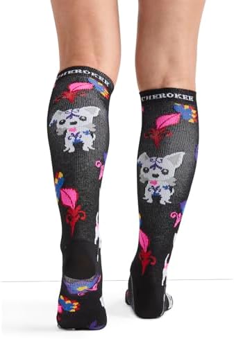 Cherokee Women's 10-15mmHg Compression Socks – Fun Print Knee Highs with Light Support, Soft Feel - PRINTSUPPORT