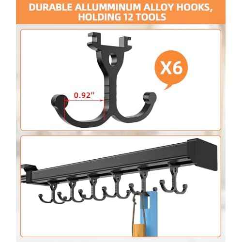 Pull Out Broom Holder With Adjustable Double Row Sliding Hook, Multifunctional Slide Broom And Mop Storage/Organizer Garage Organization Hooks, for Closet Laundry Garage Cupboard Kitchen