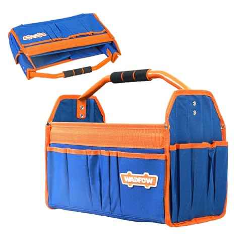 16" Tool bag, Heavy-Duty Waterproof Tool Bag, Spacious Capacity with High-Visibility Yellow&Blue Design, Wide-Opening Mouth and Durable 600D Oxford for Professional and Outdoor Applications