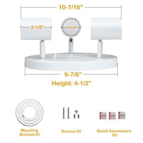 CLOUDY BAY 5CCT 3 Light Directional Ceiling Spotlight,Dimmable LED Track Light Heads,CRI90+,2100Lm for Hallway Kitchen Art,White