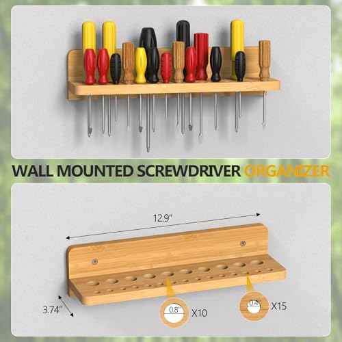 Wall Mounted Screwdriver Organizer, Hammer Rack and Pliers Holder, Set of 3 Wall Hanging Tools Storage Shelf for Workshop Garage