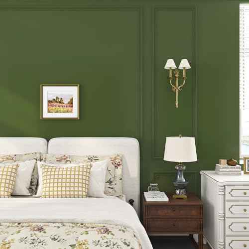 Livelynine Olive Green Wallpaper Peel and Stick Green Contact Paper Waterproof Self Adhesive Green Wall Paper for Bathroom Classroom Renter Friendly Kitchen Cabinet Vinyl Wrap for Cabinets 15.8x78.8