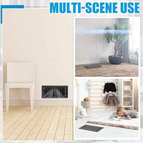 Tuanse 4 Pack 4"x12" Black Floor Register Vent Cover Heavy Duty Walkable Steel Register Vent Covers for Home Floors, Herringbone Pattern for Easy Adjust Air Flow