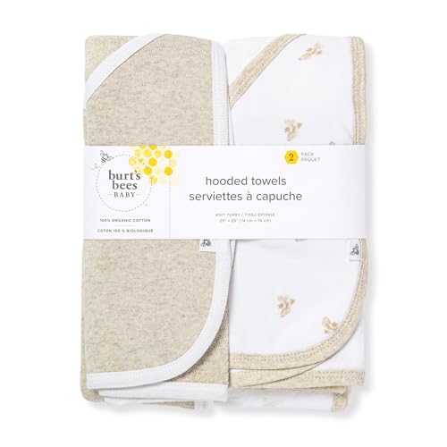 Hooded Towels, Absorbent Knit Terry, Super Soft Single Ply, 100% Organic Cotton