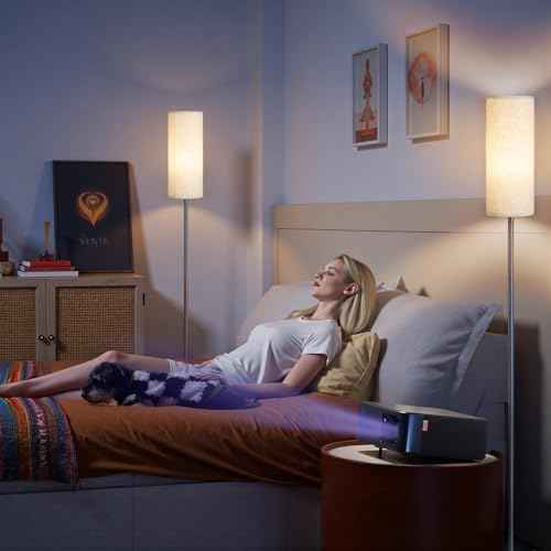 Set of 2 Dimmable Floor Lamps for Living Room with 2 Remotes and Foot Switch, 64.4¡±Modern Standing Tall Lamp, Corner Lamp for Bedroom, Bulb Included, 3000K-6500K, Beige Shade E06LDP205W1