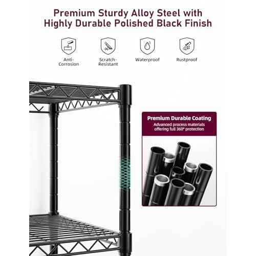 Simple Deluxe 5-Tier Heavy Duty Storage Shelving Unit, 1250 Lbs Loading Capacity, 29.92" W x 13.98" D x 61.02" H, Black