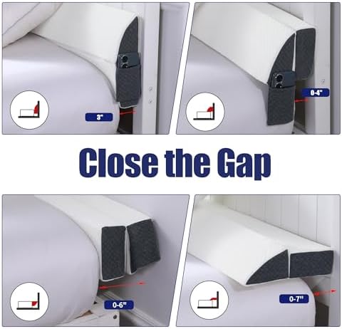 HOMBYS Pillow Wedge for Headboard Gap,Mattress Wedge Gap Filler Queen Size,Bed Crack Pillow,Foam Bed Gap Filler,Multifuctional Headboard Space Filler with Side Pocket,Fill The Gap (0-7")