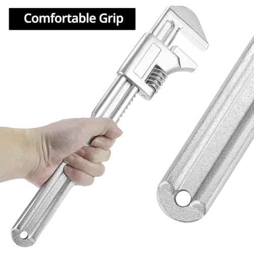 QWORK 15" Automotive Wrench - Adjustable Chrome-Plated Tool for for Plumbers, Pipe, Home, Auto Repair