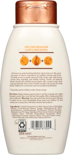 Aveeno Shampoo, 12 Fl Oz, Pack of 2 | Scalp Soothing | Apple Cider Vinegar Blend