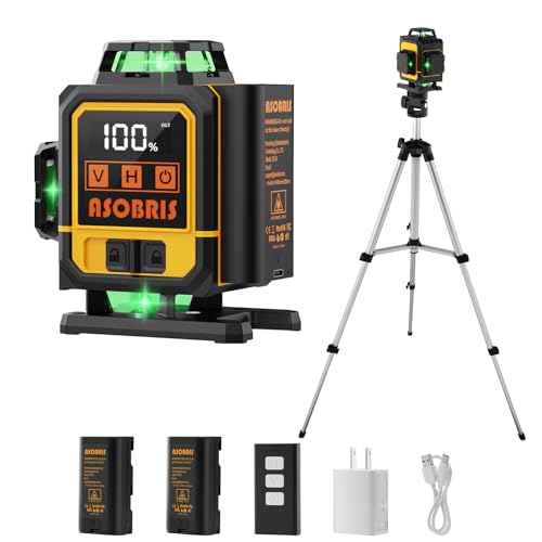 Laser Level 4x360¡Æ Self Leveling with Tripod & LCD Touch Screen, 4D Lazer Leveler Tool Green Cross Lazer Level Line Laser with 2x2400mAh Rechargeable Battery for Constuctions, Picture Hanging Indoor