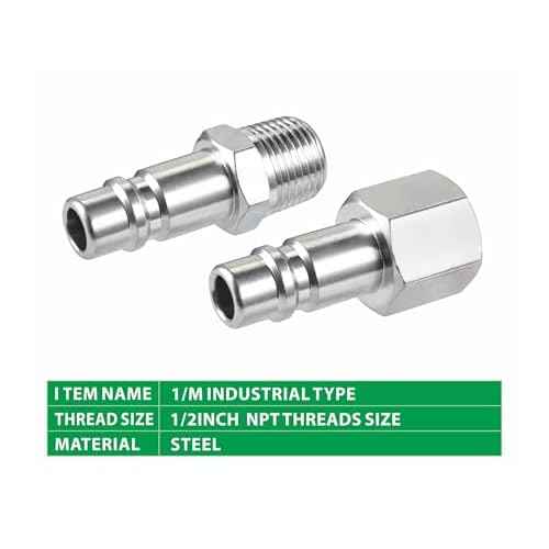 Yolass 1/2¡±NPT Air Hose Quick Connection Accessory Set,1/2 Inch NPT Threads Size,2Pcs High Flow Air Coupler and 3Pcs Air Plug,Widely used in Professional Workplace,Home,Auto Repair and so on
