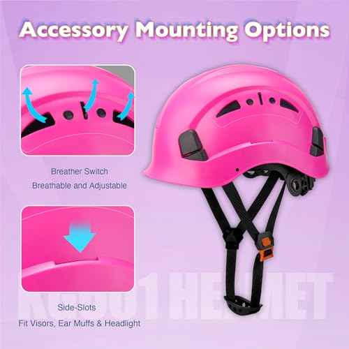 Vented Hard Safety Helmet, ABS Work Helmet with Adjustable 6-Point Suspension, ANSI Z89.1 Compliant with Construction, Climbing, and Industrial Use