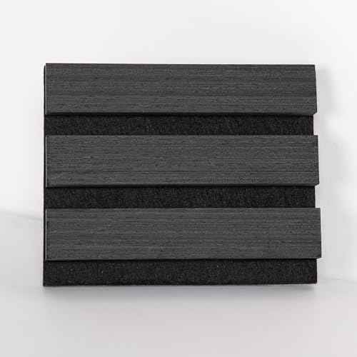 Smartstandard Sample Acoustic Wood Wall Panels, Soundproof Wall Panel, 3D Fluted Wood Slat Paneling for Wall and Ceilings, Classic Dark Gray, Sample Pack