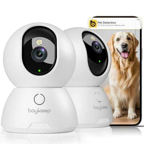 BoyKeep 2K Cameras for Home Security, 2-Pack Indoor Camera with Night Vision, Pet Camera Indoor with Phone App, Motion Detection, 2-Way Audio, Cloud/SD Card Storage, Compatible with Alexa