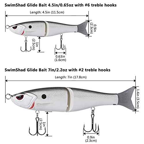 Bassdash SwimShad Glide Baits Jointed Swimbait Bass Pike Salmon Trout Muskie Fishing Lure