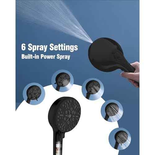Filtered Shower Head with Handheld Oil Rubbed Bronze, BOWGER 6 Modes High Pressure Shower Heads with Power Wash and Hard Water Filter, Detachable Hand Held Showerhead Set with Extra Long Hose, ORB