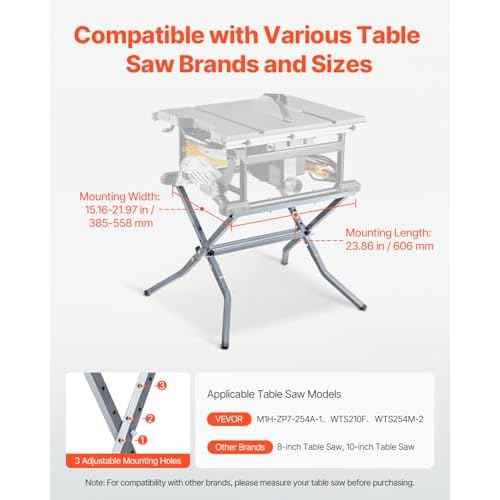 VEVOR Table Saw Folding Stand, 350 lbs / 158.76 kg Load Capacity, Portable Compact Saw Stand, Heavy Duty Construction, Easy Storage, Foldable Design, Universal for Most Brands of Table Saws