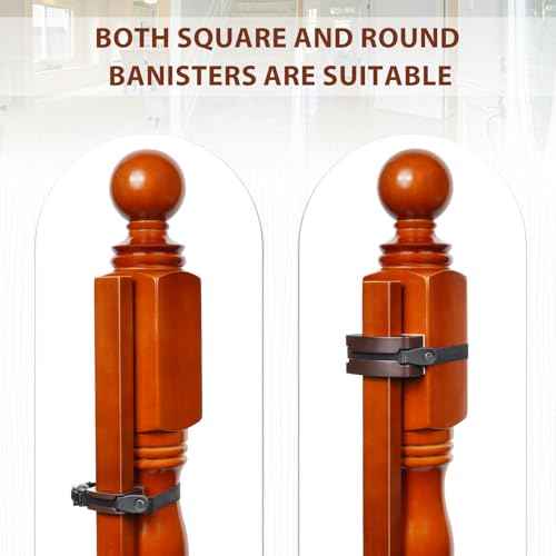 2 Pcs No Hole Stairway Baby Gate Mounting Kit - Fits Round & Square Banisters, Compatible with Most Hardware and Pressure Mount Baby Gates Up to 37 inches Tall