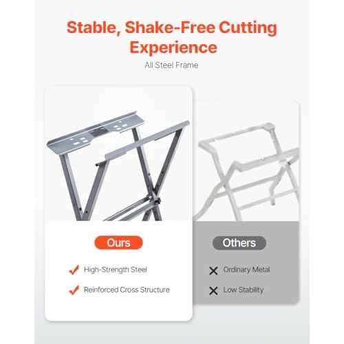 VEVOR Table Saw Folding Stand, 350 lbs / 158.76 kg Load Capacity, Portable Compact Saw Stand, Heavy Duty Construction, Easy Storage, Foldable Design, Universal for Most Brands of Table Saws