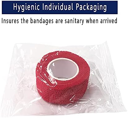 [24 Pack-1" x5Yards] MINGYUE Self Adhesive Bandage Wrap,Athletic Tape,Sports Tape,Wrist and Ankle Wrap Tape,Cohesive Bandage for Vet Tape(Red)