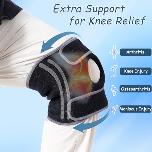 King Mills Extra Large Knee Brace Support to Knee Pain, Arthritis or Meniscus Tear. Adjustable Plus Size Knee Brace for Women and Men, Adult 2XL, Grey Black.