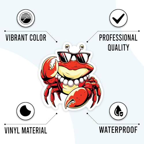 Crab Stickers 50 Pieces Vinyl Waterproof Decal for Laptop Water Bottle Phone Car Window Bike Motorcycle Guitar Stakeboard Scrapbook Crabs Sticker Gifts