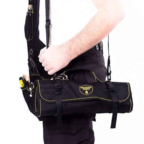 Teutonic Roll Up Tool Bag, 25 Pockets Pouch Waterproof Organizer Kit for Wrenches; Perfect Set for Mechanics, Electricians, Handymans;Keychain + eBook