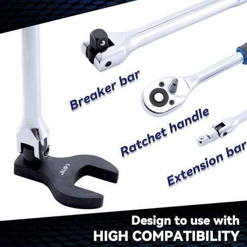 14 Piece Crows Foot Wrench Set, SAE Shockit Crows Foot for 1-1/16" to 2" Flare Nuts for 1/2" Drive Rachets & Extenders, Blackened Cr-V Steel Crowfoot Wrenches