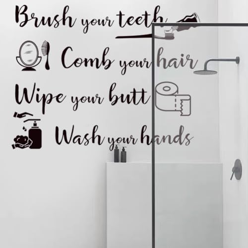 Bathroom Wall Decals Sticker Bathroom Funny Sayings Quotes Wall Sticker Vinyl Peel and Sticker Home Sign Art Decals for Toilet Shower Room Home Decoration.
