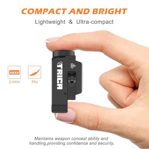 800 Lumens Compact Pistol Light, USB Rechargeable Rail-Mounted Tactical Gun Flashlight for Handguns, Quick Release Mini Weapon Light Compatiable for 1913,GL Style Full Size and Compact Rail