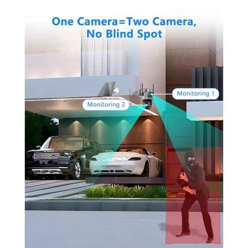 4K Security Cameras Wireless Outdoor Solar Battery Powered, 5GHz/2.4GHz WiFi 360¡Æ PTZ Cameras for Home Security with Dual Lens, Color Night Vision, Human Detection, Siren, 2-Way Audio, IP66