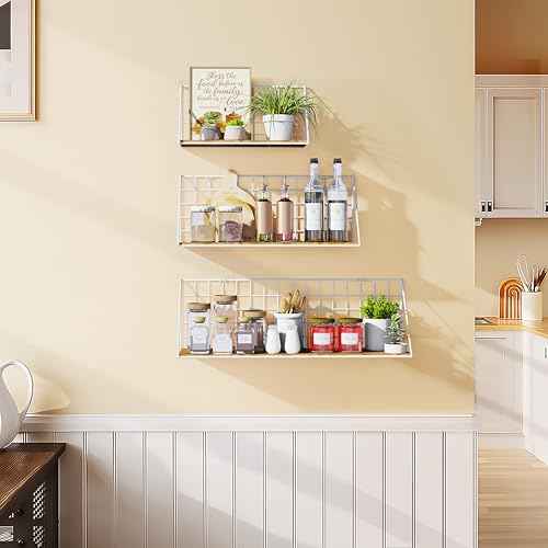 Combined Metal Shelf Wall-Mounted Storage Rack Utility,Hooks Wall Organizer Storage Display Tray Accessories for Craft Room Home Office Bathroom Kitchen (White, 3PCS Combinations(S+M+L))
