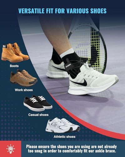 Fit Geno Ankle Brace for Sprained Ankles - Adjustable Breathable Support with Quick-Release Straps for Pain Relief and Swelling Reduction for Men and Women (Right M/L, Ankle size 9''-9.8'')