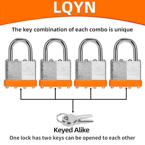 Padlocks with Same Key, LQYN 12 Pcs Laminated Keyed Padlock (1-9/16", 40mm), Keyed Alike Locks, Normal Shackle, for Storage Locker, Hasp Latch, Toolbox, Sheds