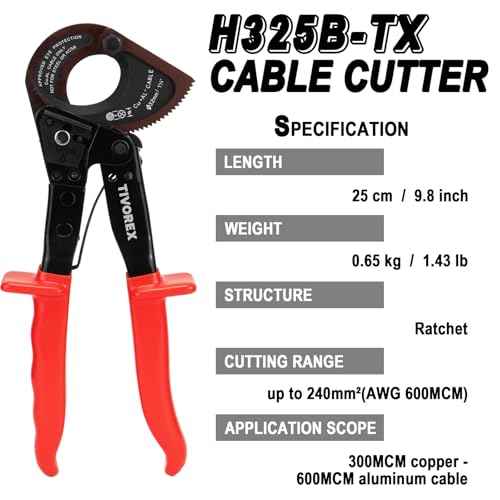 Ratchet Cable Cutter - Heavy Duty Aluminum Copper Ratchet Wire Cutter for Cutting Electrical Wire up to 240mm©÷/600MCM Cutter Pliers