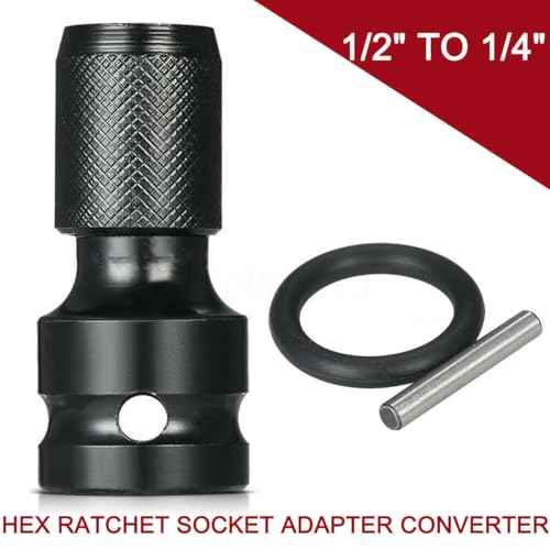 2PCS 1/2 inch Square Drive to 1/4 inch Hex Female Socket Adapter Converter Chuck Adaptor for Air and Electric Impact Wrench Impact Drill Ratchet Wrench,Quick Release