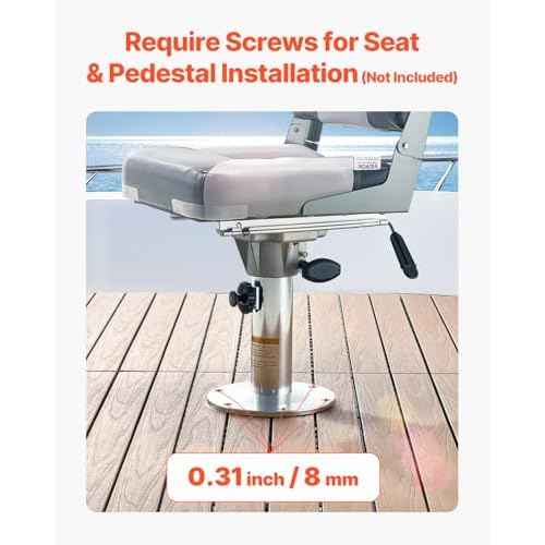 VEVOR Boat Seat Pedestal, Adjustable Height from 13.39 to 19.2 Inches, Aluminum Alloy Boat Chair Base with Slide, 5-inch Sliding Travel, Locking Design, Ideal for Fishing and Boating Enthusiasts