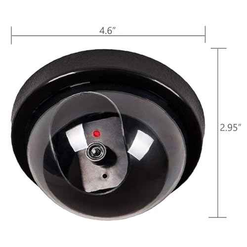 WALI Dummy Fake Security CCTV Dome Camera with Flashing Red LED Light with Security Alert Sticker Decals (SD-6), 6 Packs, Black