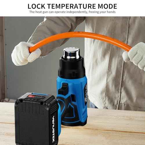 20V Cordless Heat Gun with 2 x 4.0Ah Batteries (122¢µ?1022¢µ) Fast-Heating Hot Air Gun Kit with Screen Display Variable Temperature Wind Speed, Portable Heat Gun for Shrink Tubing Vinyl Wrap