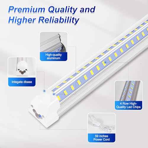 3FT Led Shop Light,3FT Lights 36W 6500K 5000LM Daylight,Led Shop Lights 110V Linkable Clear Cover Integrated V-Shape for Shop Garage Warehouse Workshop Commercial Bay Lighting(4-Pack)