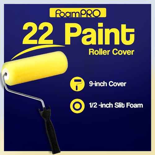 FoamPro 22 High Capacity Slit-Foam Paint Roller Cover for Semi-Rough & Uneven Surfaces - for Acoustical Ceilings, Textured Walls & Fences, Pavers - 9" x 1/2" Nap