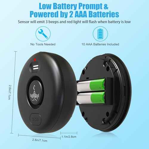 5 Pack Black Water Leak Alarm Detector, 120dB Loud Alert Water Sensor, IP66 Waterproof, Sensitive Leak and Drip Alert, Easy Installation for Home, Basement Flood Prevention, Bathroom, Sink, Laundry