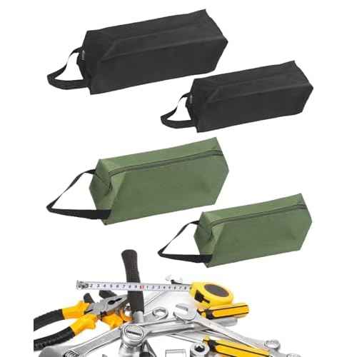 4 Pack Small Canvas Tool Bag, Canvas Pouch with Zipper for Organizer Storage Various Electrician Tools