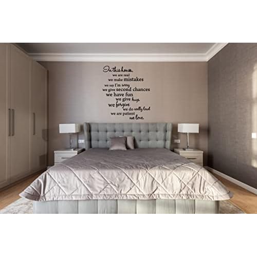 Blinggo Black in This House Wall Art Vinyl Decal, 20 inch x 20 inch Vinyl Wall Art Inspirational Quotes and Saying Home Decor Decal Sticker Steams