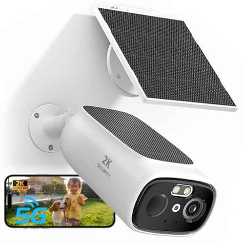 ELECCTV 2K Solar Camera Outdoor Wireless, 2.4/5 Ghz WiFi Cameras for Home Security,130¡Æ-Wide View,Color Night Vision, IP65 Waterproof,2-Way Audio,Cloud/SD, Support Alexa